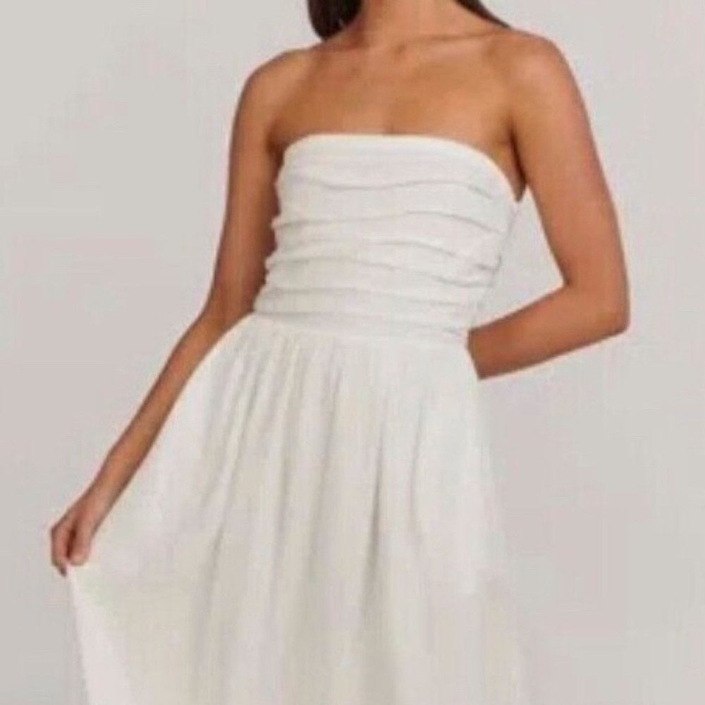 NWT, Charlie Holiday Strapless White Dress